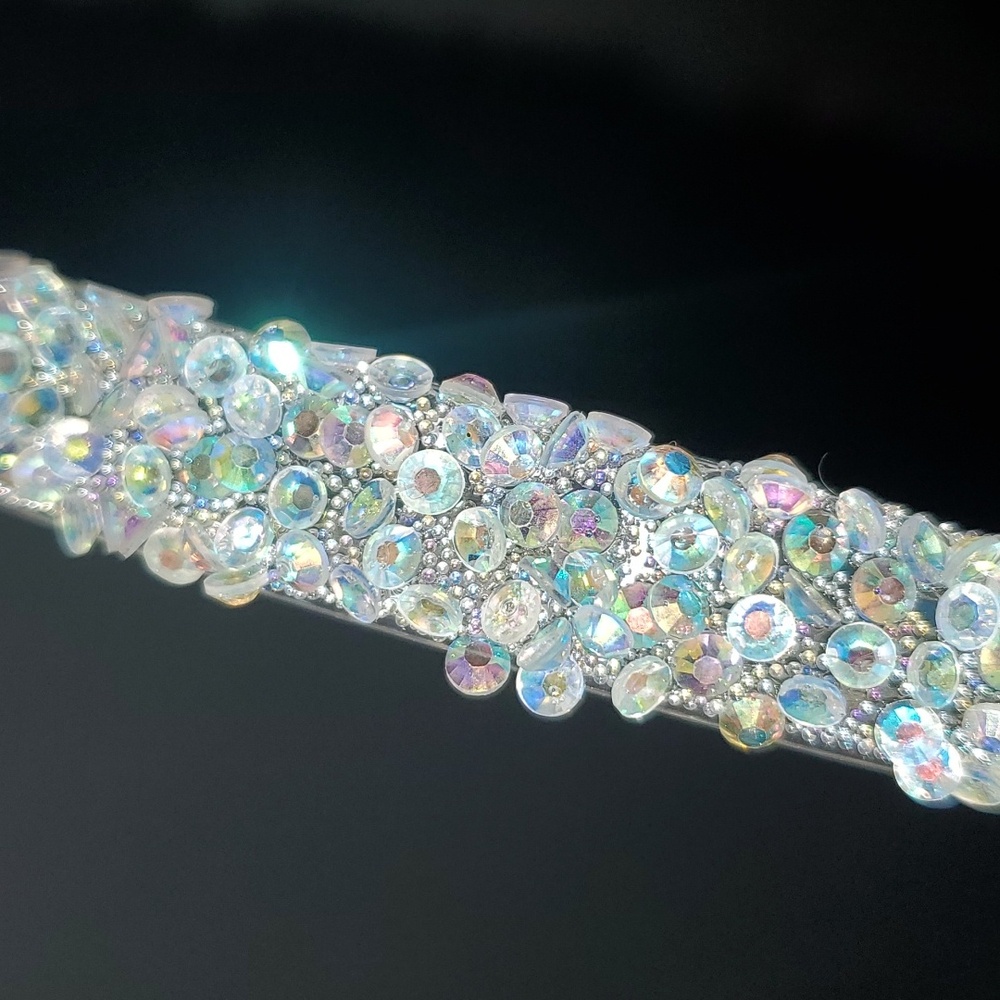 New boutique handmade rhinestone glitter flexible plastic headband - Picture 4 of 5